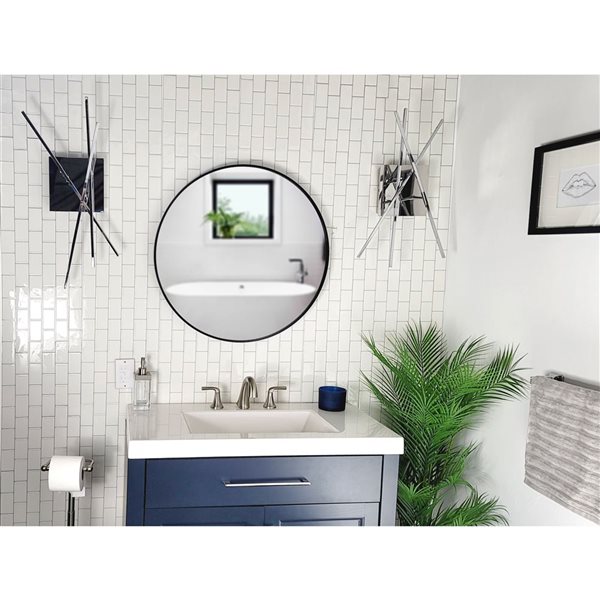 Decor Wonderland Jesse 23.6-in Black Round Bathroom Mirror