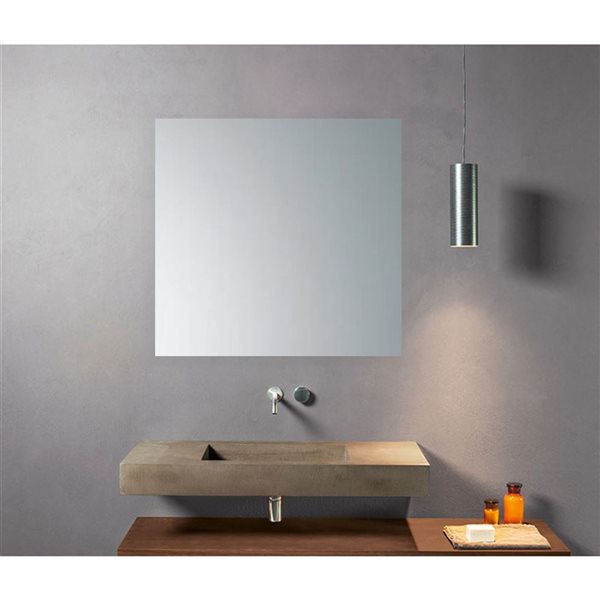 Decor Wonderland Reece 19-in Silver Square Frameless Bathroom Mirror