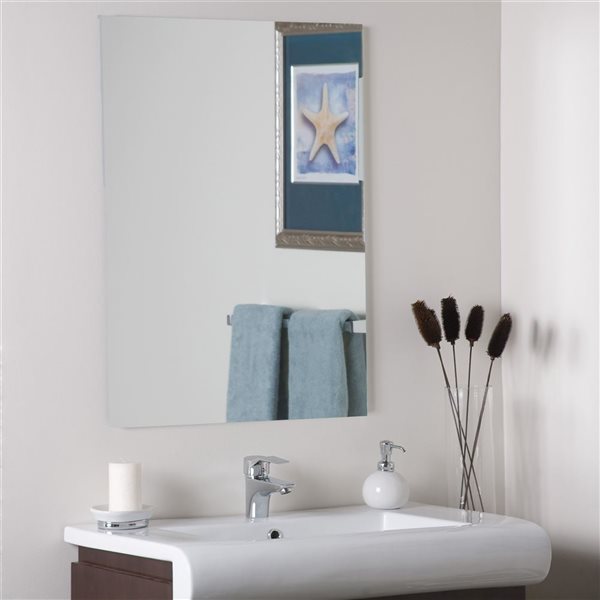 Decor Wonderland Barnard 27-in Silver Rectangular Frameless Bathroom Mirror