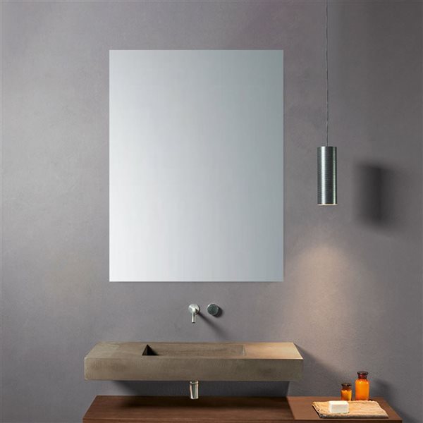 Decor Wonderland Barnard 27-in Silver Rectangular Frameless Bathroom Mirror