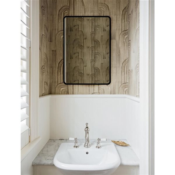 Decor Wonderland Matea 23.6-in Black Rectangular Frameless Bathroom Mirror