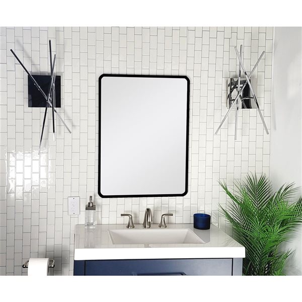 Decor Wonderland Matea 23.6-in Black Rectangular Frameless Bathroom Mirror