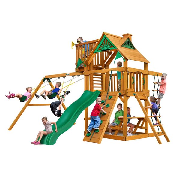 Gorilla Playsets Chateau Residential Wood Swing Set with Sky Loft