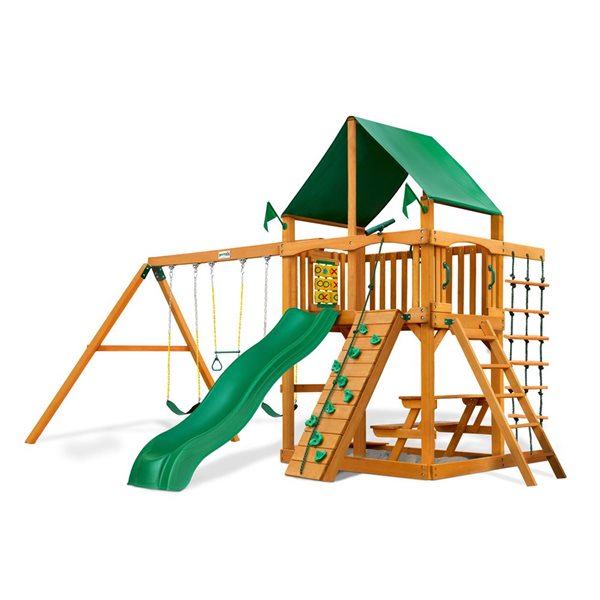 Gorilla Playsets Chateau Residential Wood Swing Set with Vinyl Canopy