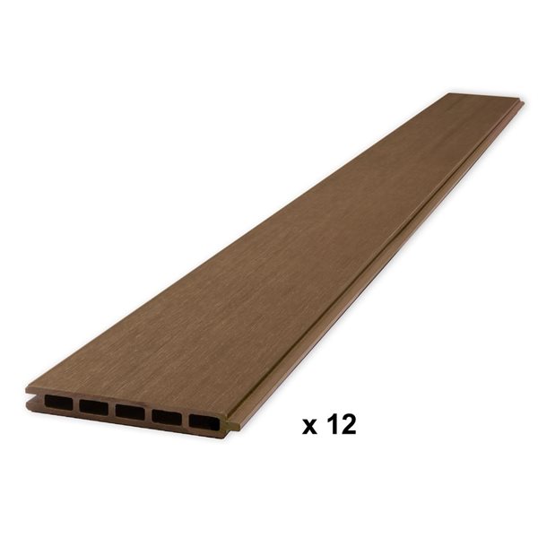 everhome Savannah Brown Co-Extruded Composite Fence Board Panels 12-Pack