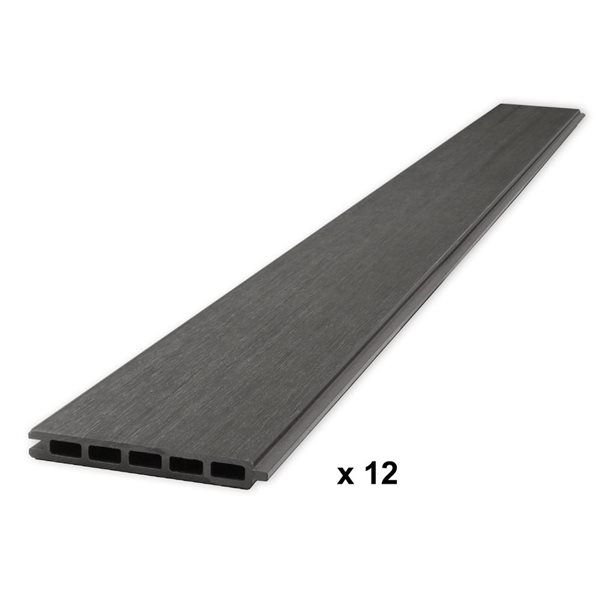 everhome Manhattan Grey Co-Extruded Composite Fence Panel Boards 12-Pack