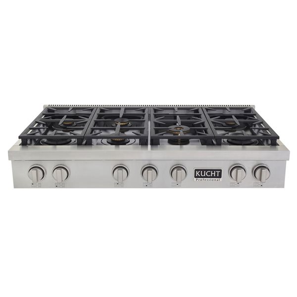 KUCHT 48-in 7-Burner Stainless Steel Natural Gas Range Top with Sealed Burners