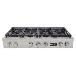 KUCHT 48-in 7-Burner Stainless Steel Natural Gas Range Top with Sealed Burners