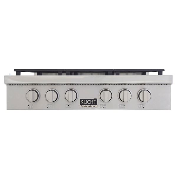 Table de cuisson au gaz propane KUCHT 36 po à 6 brûleurs scellés, acier inoxydable