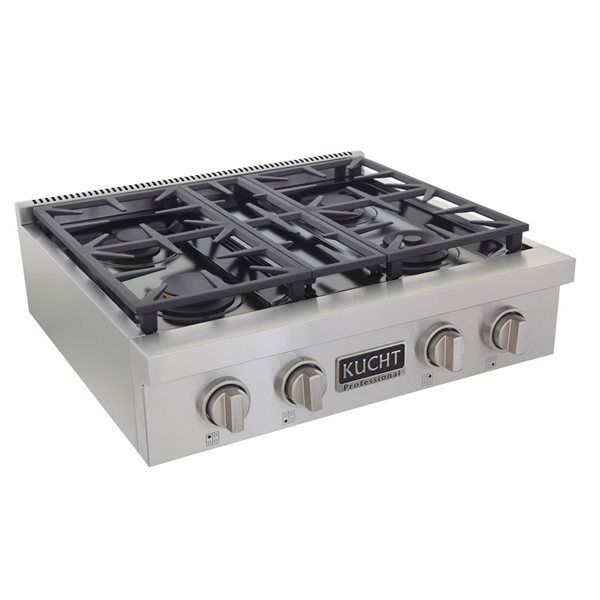 Table de cuisson au gaz propane KUCHT 30 po à 4 brûleurs scellés, acier inoxydable