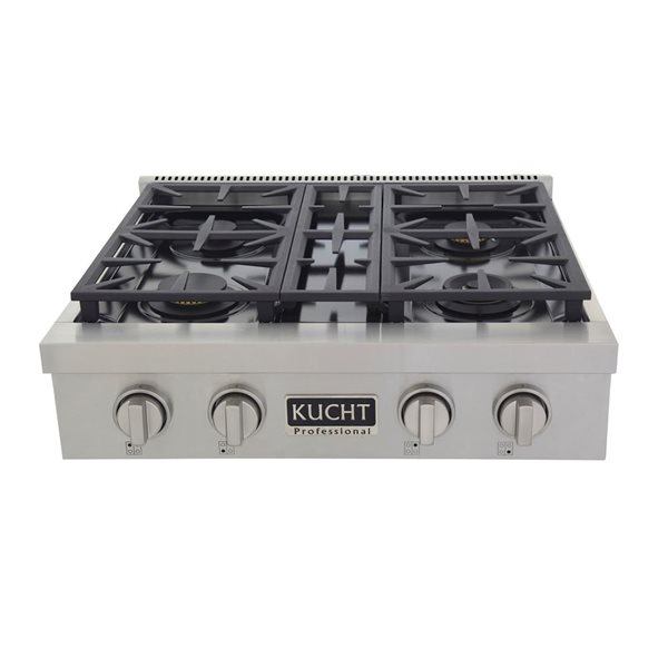 Table de cuisson au gaz propane KUCHT 30 po à 4 brûleurs scellés, acier inoxydable