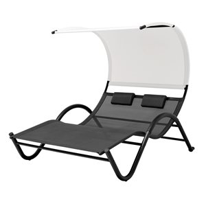 Deko Living Outdoor Patio Lounge Daybed with Canopy - Black