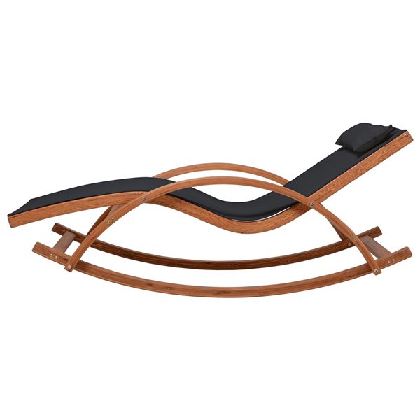 Chaise longue de jardin Deko Living en bois de cèdre et tissu textilène noir