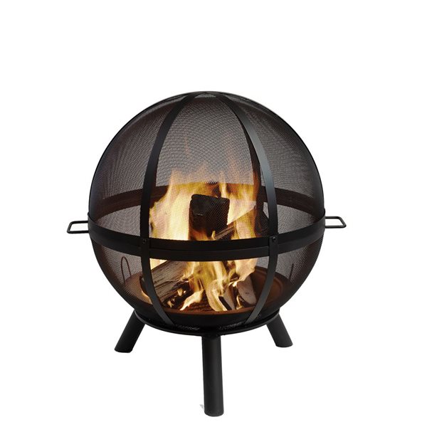 Deko Living 34-in Diameter Outdoor Black Steel Woodburning Sphere Fire Pit