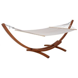 Deko Living Outdoor Cedar Wood Hammock with White Textilene Fabric