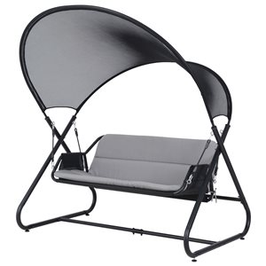 Deko Living Outdoor Patio Swing Chair with Canopy - Grey/Black