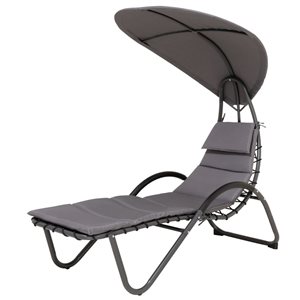 Deko Living Outdoor Grey Patio Lounge Chair with Canopy