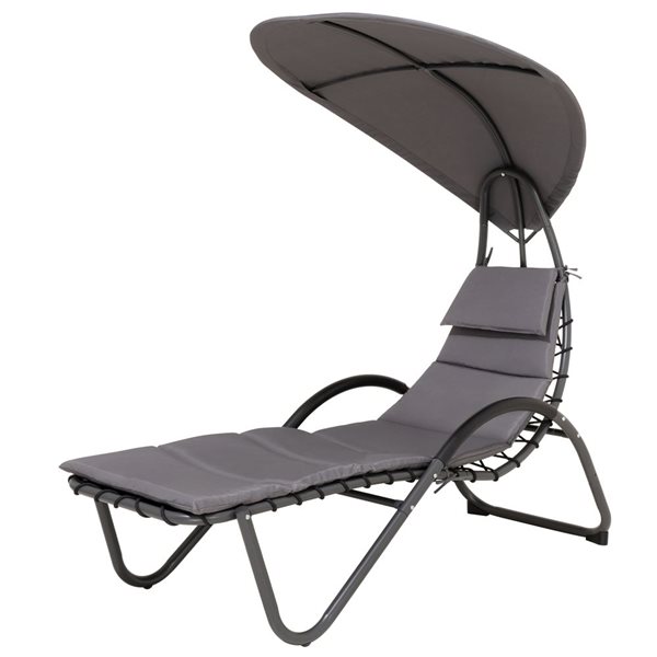 Chaise longue Deko Living pour l'extérieur avec auvent, gris