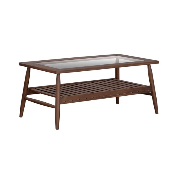 LH Home Vineyard 24-in x 43-in Brown Teak Outdoor Rectangular Coffee Table