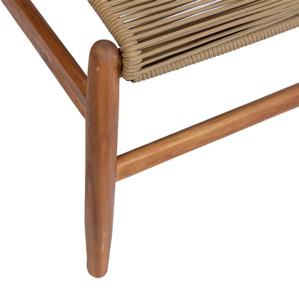 LH Home Vineyard Brown Woven Seat Teak Wood Outdoor  Dining Chair