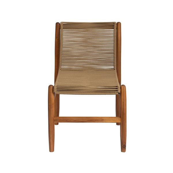 LH Home Vineyard Brown Woven Seat Teak Wood Outdoor  Dining Chair