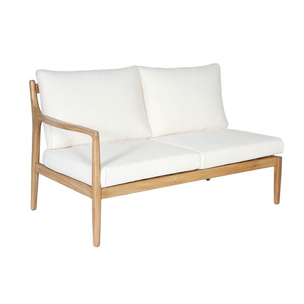 LH Home Sonoma Acacia Outdoor Left Arm Sofa w/ Off-White Cushion