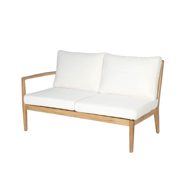 LH Home Sonoma Acacia Outdoor Left Arm Sofa w/ Off-White Cushion