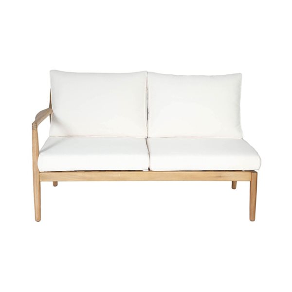 LH Home Sonoma Acacia Outdoor Left Arm Sofa w/ Off-White Cushion