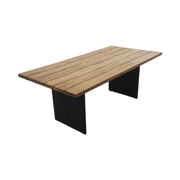 LH Home Naples 39-in x 79-in Black Outdoor Dining Table