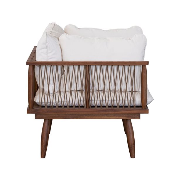 LH Home Vineyard Teak and White Cushion Outdoor Club Chair