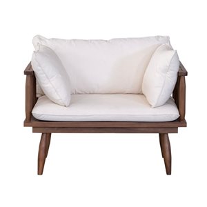 LH Home Vineyard Teak and White Cushion Outdoor Club Chair