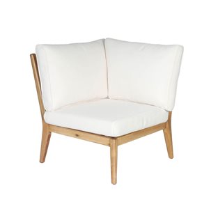 LH Home Sonoma Acacia Outdoor Sectional Corner Chair w/ Off-White Cushion