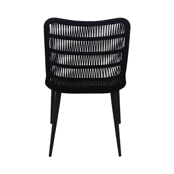 LH Home Naples Black Polypropylene Rope Outdoor  Dining Chair w/ Cushioned Seat