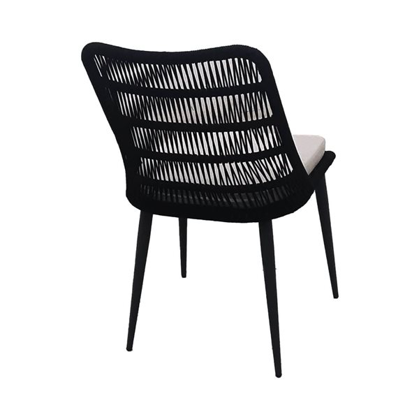 LH Home Naples Black Polypropylene Rope Outdoor  Dining Chair w/ Cushioned Seat