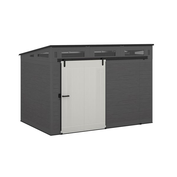 Remise de rangement avec porte de grange Suncast Modernist, 10 pi x 7 pi, poivre