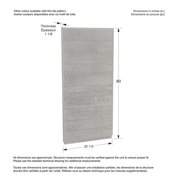 MAAX Utile 32-in Factory Rough Vapor Composite Direct-to-Stud Side Wall