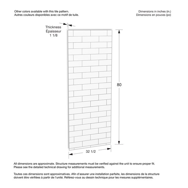 MAAX Utile Metro Tux Composite Direct-to-Stud Side Wall - 32-in