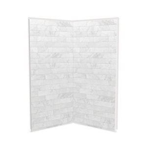 Ensemble de mur de douche en coin en composite de marbre Carrara, 2 pièces, Utile par MAAX, 36 po x 36 po