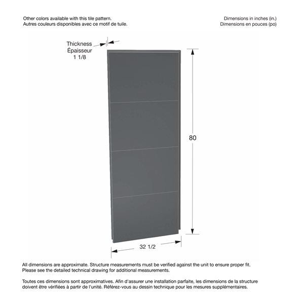 MAAX Utile Erosion Charcoal Composite Direct-to-Stud Side Wall - 32-in