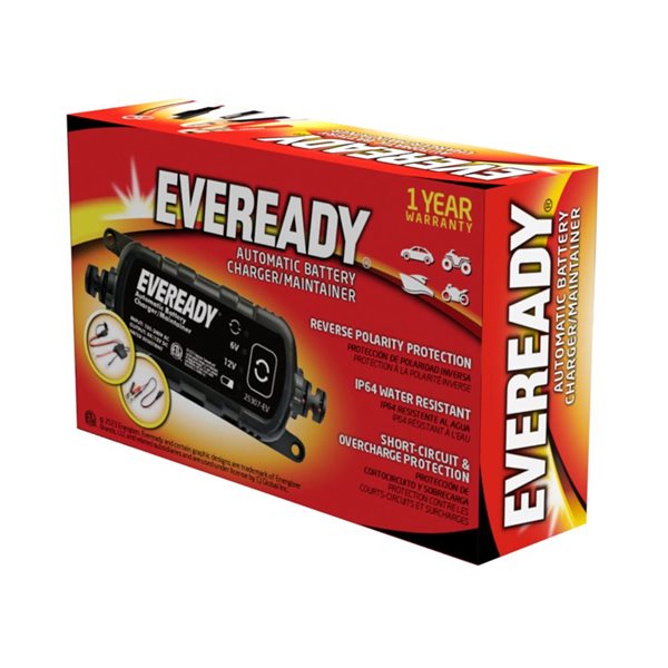 Eveready 1.2-A Automatic 6-volt/12-volt Battery Charger/Maintainer - Black