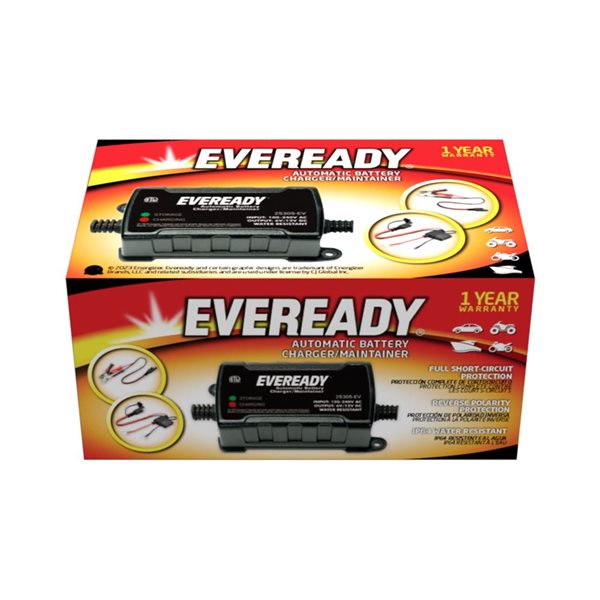 Eveready 0.75-A Automatic 6-volt/12-volt Battery Charger/Maintainer - Black