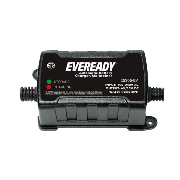 Eveready 0.75-A Automatic 6-volt/12-volt Battery Charger/Maintainer - Black