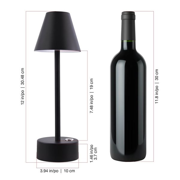 Luminus Black LED Rechargeable Ambiance Table Lamp Pair