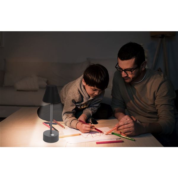 Luminus Black LED Rechargeable Ambiance Table Lamp Pair