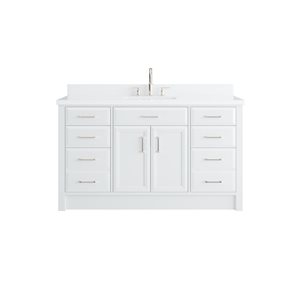 Spa Bathe Calumet II 60-in White Single Sink Freestanding Vanity with White Stone Top