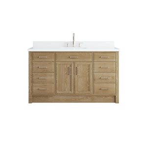 Spa Bathe Calumet II 60-in Vintage Oak Single Sink Freestanding Vanity with White Stone Top