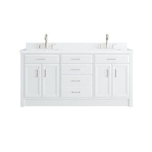 Meuble-lavabo simple autoportant Calumet II de Spa Bathe, 72 po, blanc, avec comptoir en pierre blanche