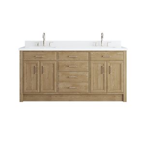 Spa Bathe Calumet II 72-in Vintage Oak Double Sink Freestanding Vanity with White Stone Top