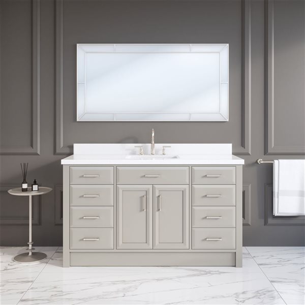 Spa Bathe Calumet II 60-in Warm Gray Single Sink Freestanding Vanity with White Stone Top