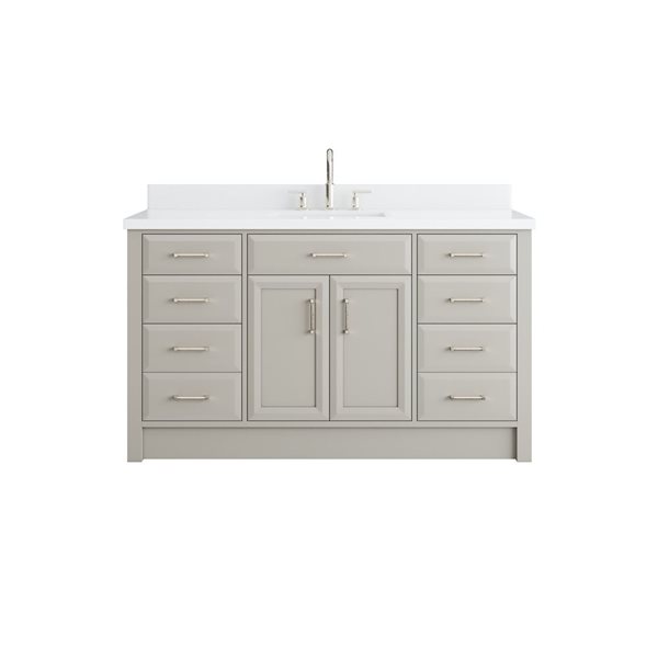 Spa Bathe Calumet II 60-in Warm Gray Single Sink Freestanding Vanity with White Stone Top